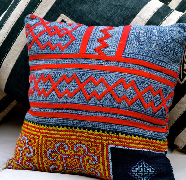 Grey green Cushion cover Hand woven outlet Textile Decorative Sofa couch throw pillow pastel colours Frazada Hmong Textiles Home decor